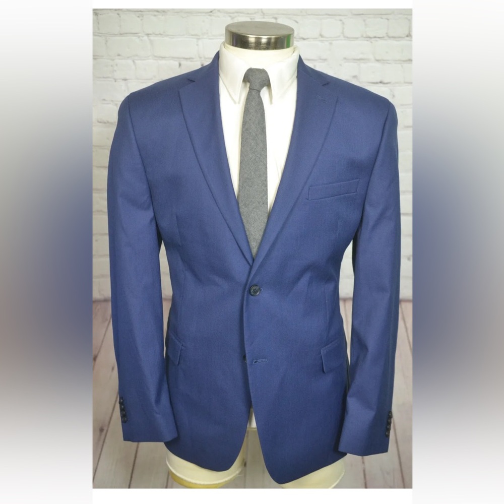 Alfani Mens Navy Blue STRETCH SLIM FIT Sport Coat Blazer Jacket SIZE 44R